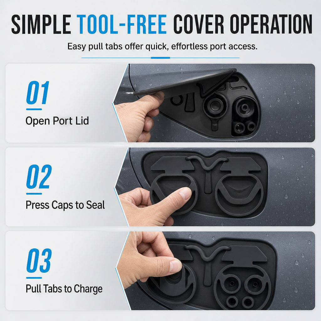 EV Charging Port Cover โ Silicone Dustproof Protector for Electric Vehicles
