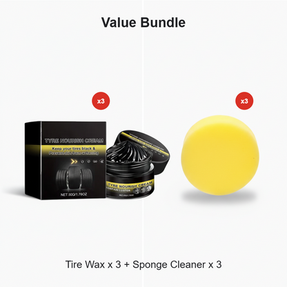 Tire wax – restores black gloss, blocks UV, repels dirt. Easy & quick
