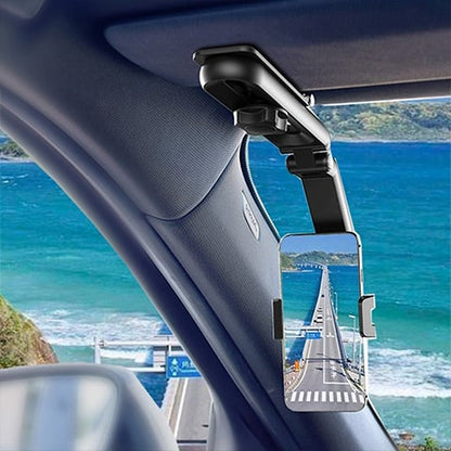 1080° Rotating Phone Holder – Universal Clamp for Car, Desk, Mirror, Sun Visor – Fits 4‑7 inch Smartphones – Strong Grip, Foldable, Heat Resistant (Grey/Green)