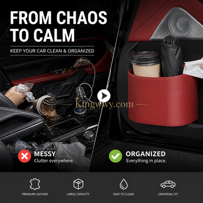 Leather Car Door Cup Holder – Wide‑mouth opening, easy reach for drinks & phone. Clip‑on secure fit. PU leather, tough & stylish