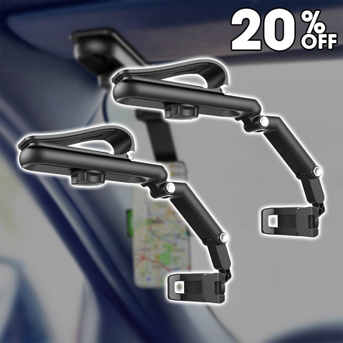 1080° Rotating Phone Holder – Universal Clamp for Car, Desk, Mirror, Sun Visor – Fits 4‑7 inch Smartphones – Strong Grip, Foldable, Heat Resistant (Grey/Green)