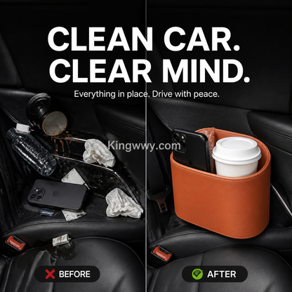Leather Car Door Cup Holder – Wide‑mouth opening, easy reach for drinks & phone. Clip‑on secure fit. PU leather, tough & stylish