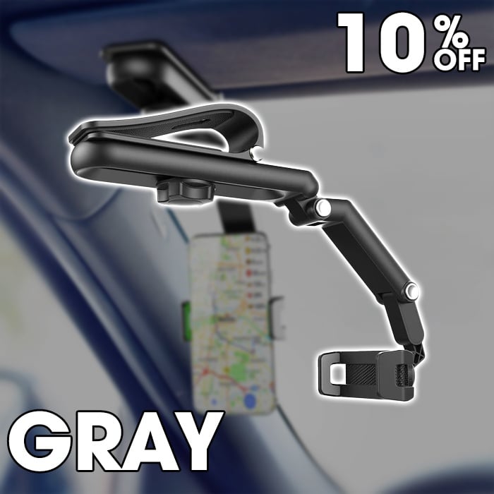 1080° Rotating Phone Holder – Universal Clamp for Car, Desk, Mirror, Sun Visor – Fits 4‑7 inch Smartphones – Strong Grip, Foldable, Heat Resistant (Grey/Green)