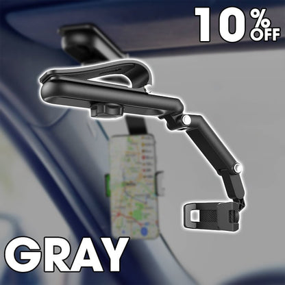 1080° Rotating Phone Holder – Universal Clamp for Car, Desk, Mirror, Sun Visor – Fits 4‑7 inch Smartphones – Strong Grip, Foldable, Heat Resistant (Grey/Green)