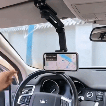 1080° Rotating Phone Holder – Universal Clamp for Car, Desk, Mirror, Sun Visor – Fits 4‑7 inch Smartphones – Strong Grip, Foldable, Heat Resistant (Grey/Green)