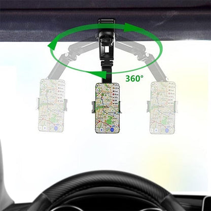 1080° Rotating Phone Holder – Universal Clamp for Car, Desk, Mirror, Sun Visor – Fits 4‑7 inch Smartphones – Strong Grip, Foldable, Heat Resistant (Grey/Green)
