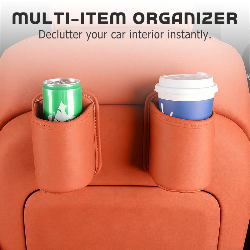 Leather Car Door Cup Holder – Wide‑mouth opening, easy reach for drinks & phone. Clip‑on secure fit. PU leather, tough & stylish