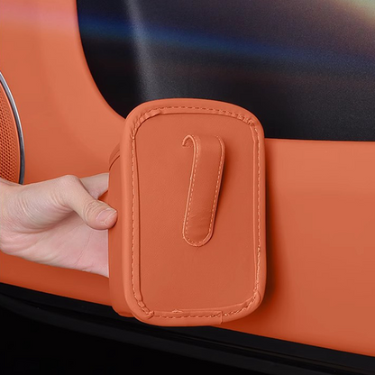 Leather Car Door Cup Holder – Wide‑mouth opening, easy reach for drinks & phone. Clip‑on secure fit. PU leather, tough & stylish