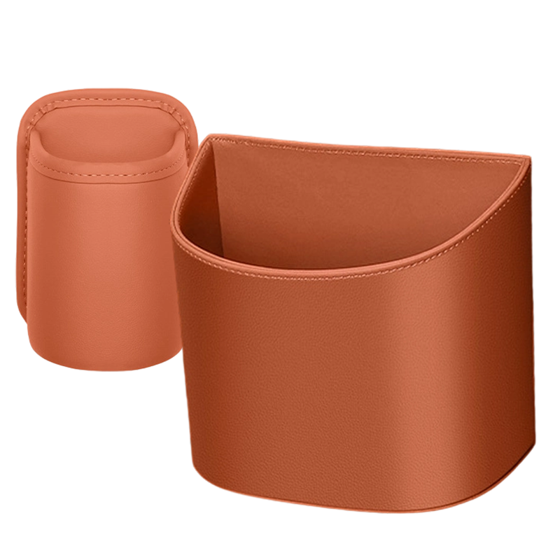Leather Car Door Cup Holder – Wide‑mouth opening, easy reach for drinks & phone. Clip‑on secure fit. PU leather, tough & stylish