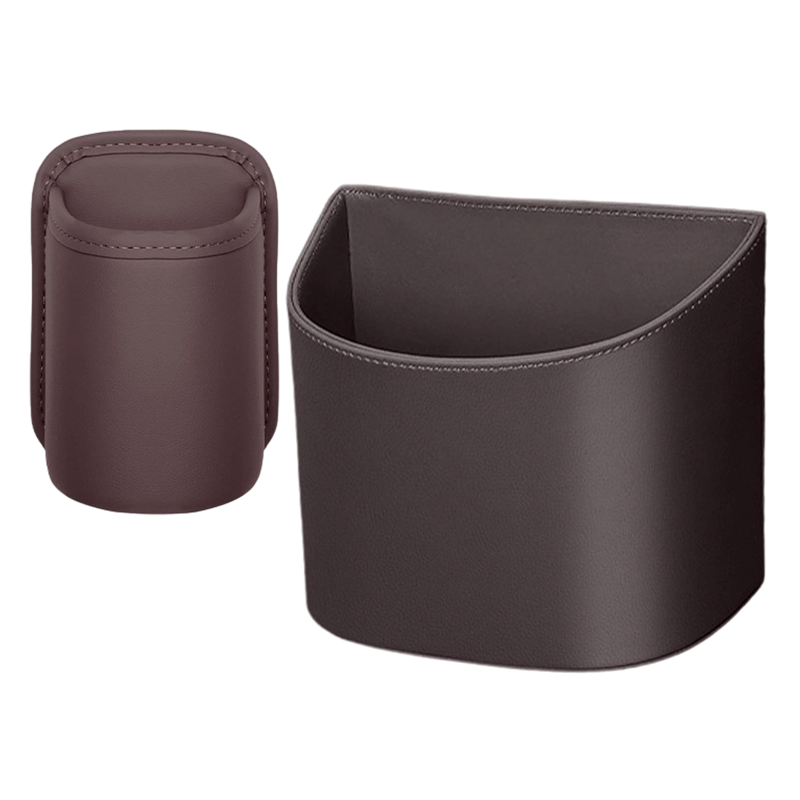 Leather Car Door Cup Holder – Wide‑mouth opening, easy reach for drinks & phone. Clip‑on secure fit. PU leather, tough & stylish