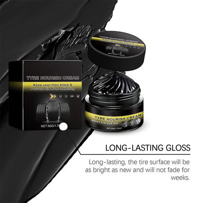 Tire wax – restores black gloss, blocks UV, repels dirt. Easy & quick