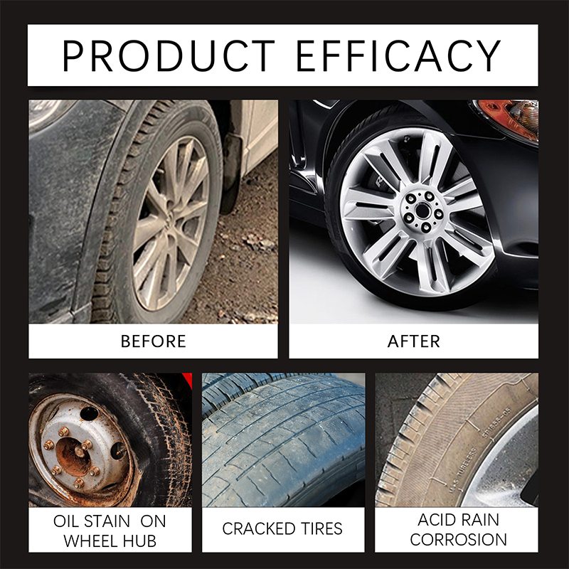 Tire wax – restores black gloss, blocks UV, repels dirt. Easy & quick
