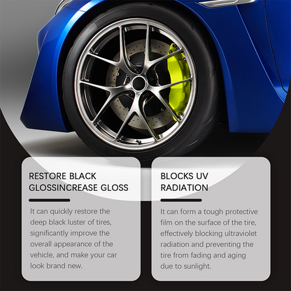 Tire wax – restores black gloss, blocks UV, repels dirt. Easy & quick
