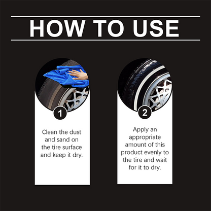 Tire wax – restores black gloss, blocks UV, repels dirt. Easy & quick