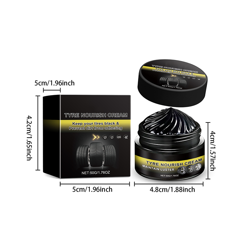 Tire wax – restores black gloss, blocks UV, repels dirt. Easy & quick