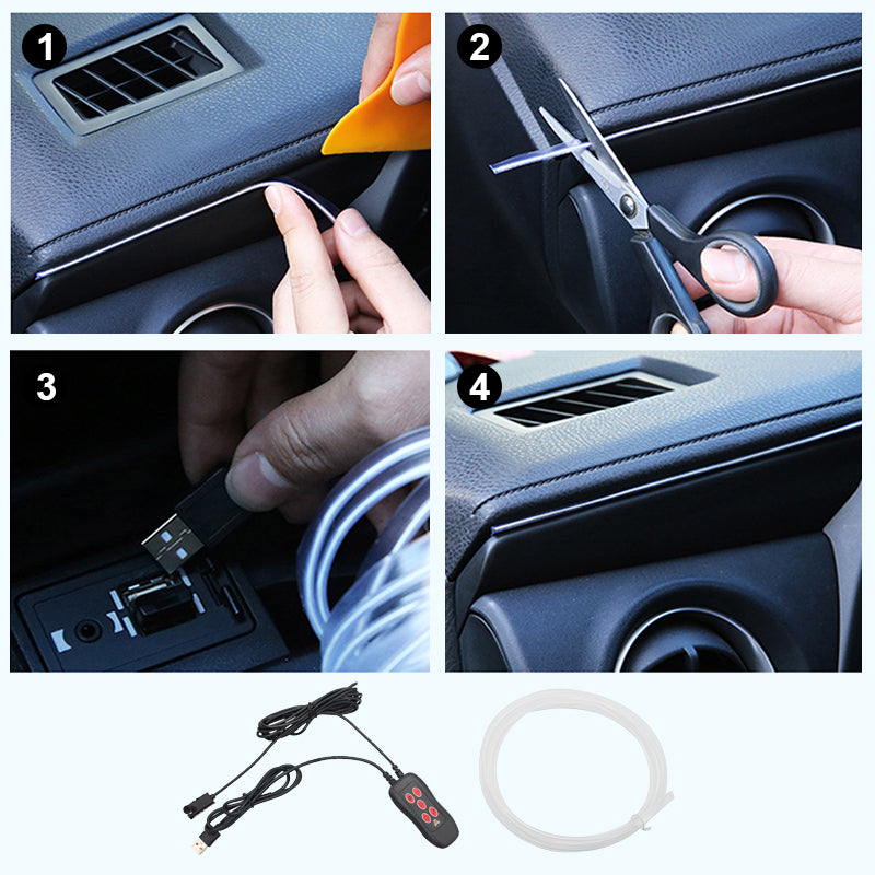 Car Interior Neon Strip Light – Music Sync, App Control & USB Powered – Eliminate Driving Fatigue