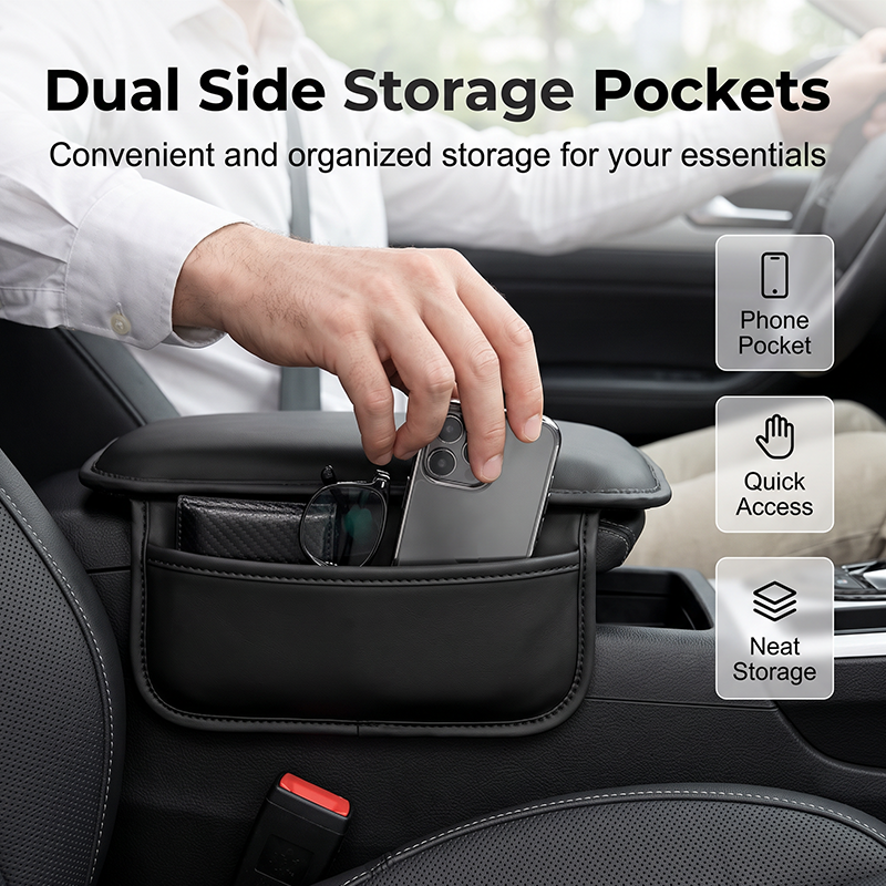 Car Center Console Armrest Cover with Storage Pockets